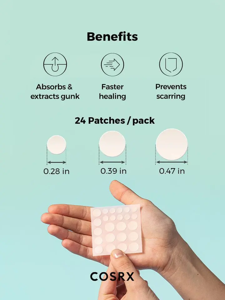 COSRX Acne Pimple Master Patch - Fast Healing Hydrocolloid Patches (24 Units) | MercelBay Shop COSRX Acne Pimple Master Patch (24 Patches) at MercelBay. Clinically proven hydrocolloid patches for faster pimple healing. Better than Amazon, Sephora, YesStyle.