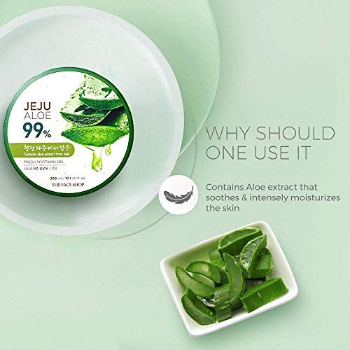 The Face Shop Jeju Aloe Soothing Gel Tube | Multi-Use Moisturizing & Soothing Gel for Face, Body & Sun Burn Care | Organic Certified, 99% Aloe Vera Ex